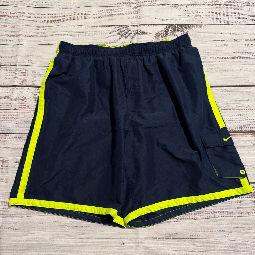 Vintage 00s Nike Swim‎ Trunks Hybrid Shorts Blue and Green Men's Size XXL